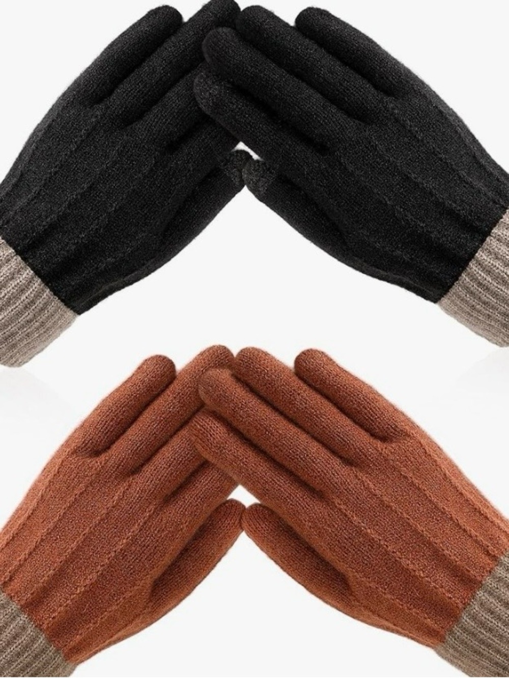 Clothirily Women Winter Gloves 2 Pair Black Orange Touchscreen Thermal Warm